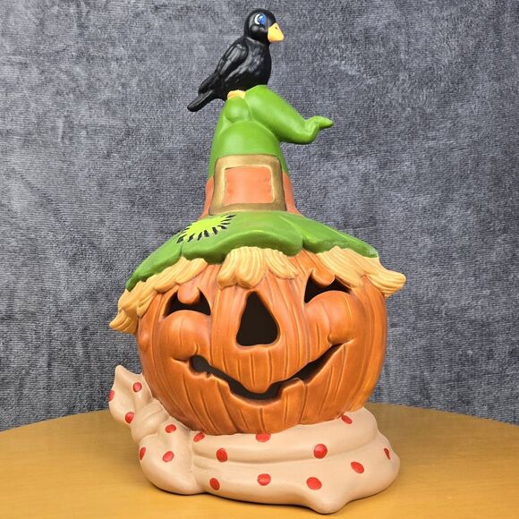 Vintage Halloween Ceramic Glenview Mold Jack-o'-Lantern Witch Hat Raven - Picture 3 of 16